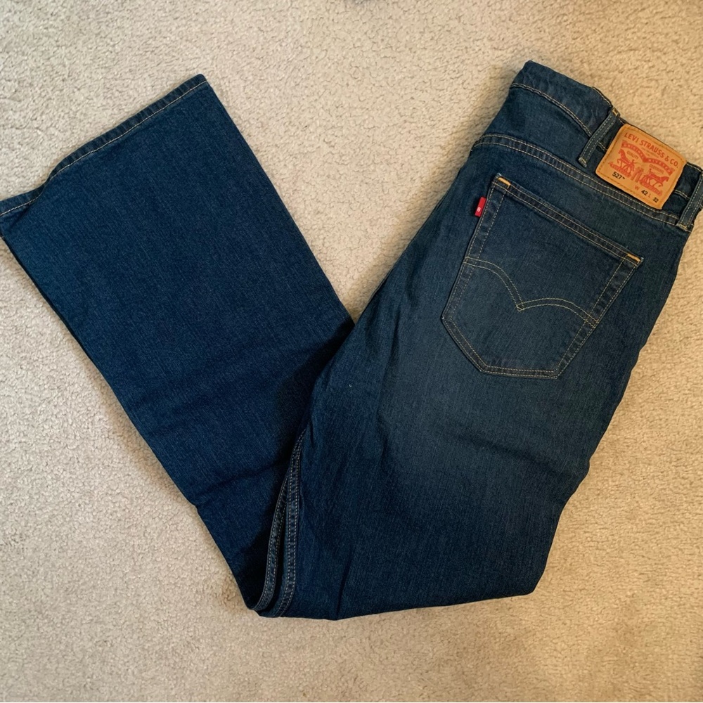 Levi's Strauss Medium Wash Cotton Blue Jeans Style 527 Slim Bootcut 42 x 32
